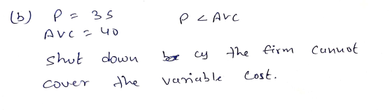 (b) PLAVE po35 Avc=40 shut down cover the cannot bee cy variable the firm cost.