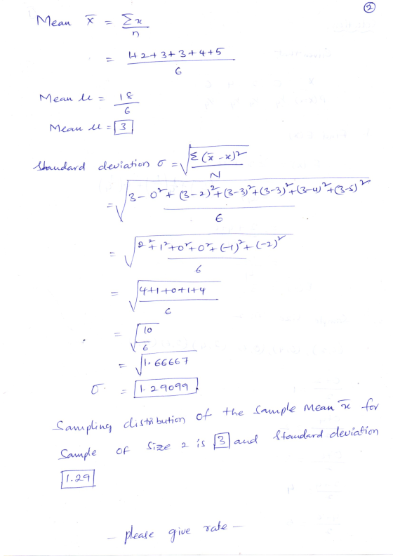 Mean x En + 2+ 3+3+4+5 Mean le= 18 6 Mean l=13 E Cere) 2 Standard deviation o 3 +3-2)(3-3)7(3-3) 7(3-473-5) 6 12 Iptor 70% (1