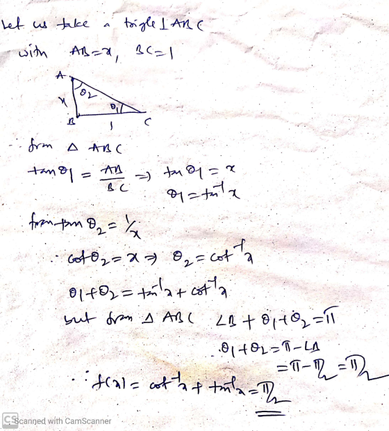 Let us take tigle L ARC with AB=0, 3621 A. ov B from A ABC tana = tu o = x B.C = frain from 82 = Goto2 = 27 og = cotta 01702=