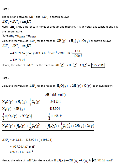 Part B The relation between ΔΗ.and Δυοis shown below , , Here, Δ·is the difference in moles of product and reactant, R is uni