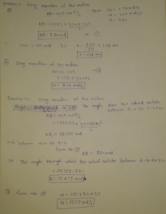 problem ngeauation of the motion w1.75md1s a= 3.20 d/ t 2 se 1He re A0-1-75X2 + 3.20x (2) 2 40-9.907ad 1rev 21 edl h: .9 158