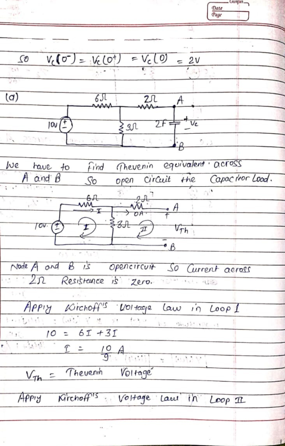 -Uunjan Date Page - - - - - o C = 2V so (a) vello) - Vecot) = Velo = 2v bl a A. MAMA 3r 2 tve We have to A and B find So Thev