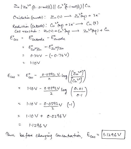 Zu / znŁt Co. 01m0/2) 11 Cu? 6.1m61/2)| Cu Oriclation (anede): Zn(s) — zna tap) + 2e7 Reduction (Cathode): cumi ap) +22 → Cu