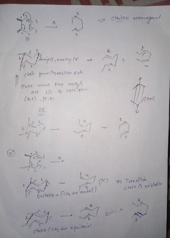 claisen geasmagana clair form Ironsition state stable inhere are is two to methyl each other (a,e), se, a) Lisame OR NI (x) a