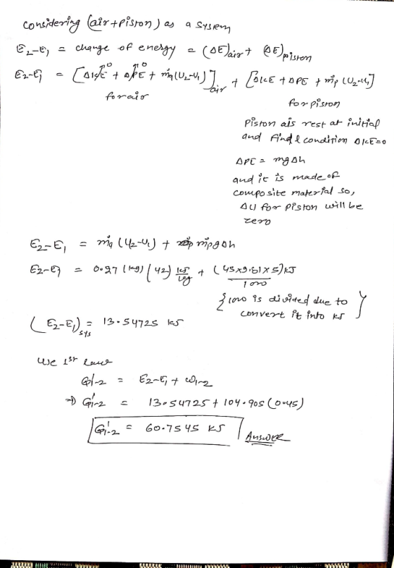 consierty (airtfisrorn) es a Sysem of energry change pistem Foraior for pisron Pis ton ais rest at initiap and Andconditiom o