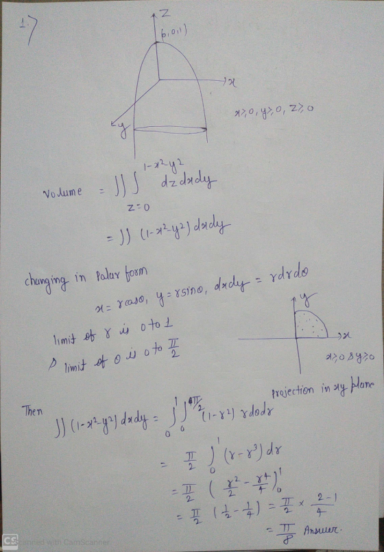 Z 7 16,011) AN x>0, y3,0,2%, JJS 1-8242 dzdady Volume Z-0 =)) (1-2242) lady changing in Palur form x = reaso, y=&sino, dady =