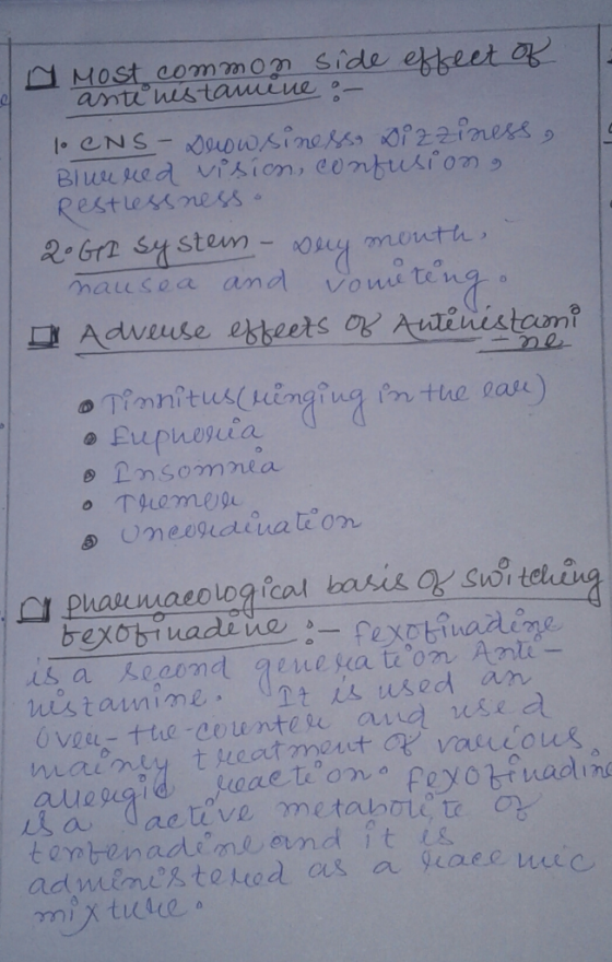 Most common side effect of -aste nistamine - lo eNS - Deww.sinessy Dizziness, Blueked vision, confusion Restlessness o 2.G1 S
