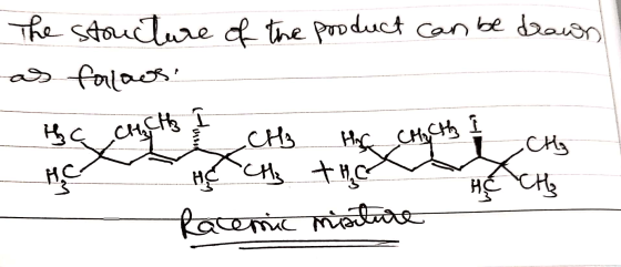 The structure of the product can be drawn as folaos. кс сн. і 1 -CH₂ HG CH₂Cth - не ОН + НСУ не сҢ Racemic mature