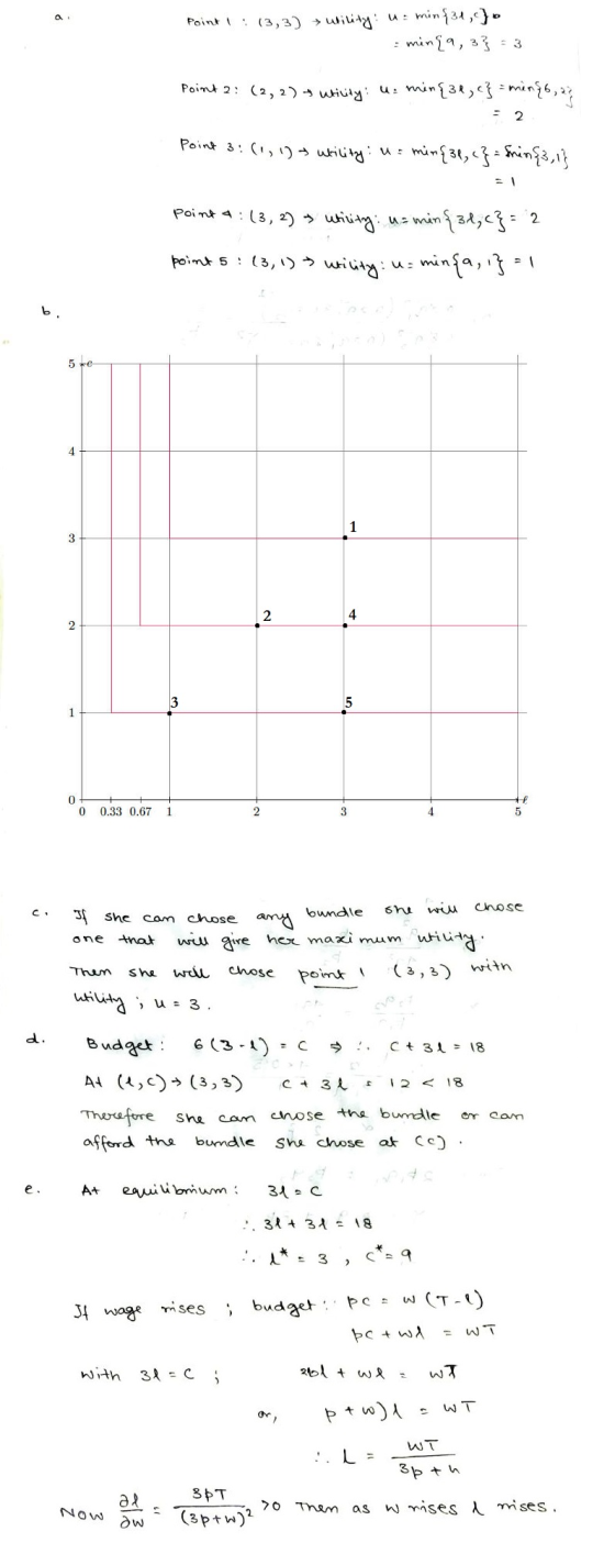 Point (3,3) utility: u min{ 1, Jo min{9,3} = 3 Point 2: (2, 2) utility: u min{31, c} = minęs, az = 2 Point 3: (1, 1) ubility: