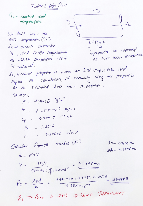Toi f Прыретво an evetuated at bulk mean temperaturen Internal pape flow Tw=constant wall (u temperature oTo We dont know th