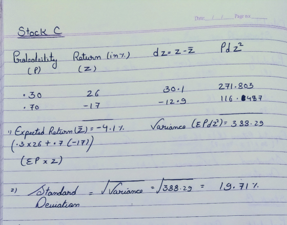 Page no: Date: Stack C dzz z-z Balalality Ratusrn lin.) (z) 271-803 30.1 26 30 116 8437 -12.9 -L7 Varumce lEPd2)- 3 38.29 Exp