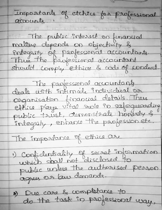Importanle of etchive for professional accounts The public interest on financial maltere depends on objectivity & integrity o