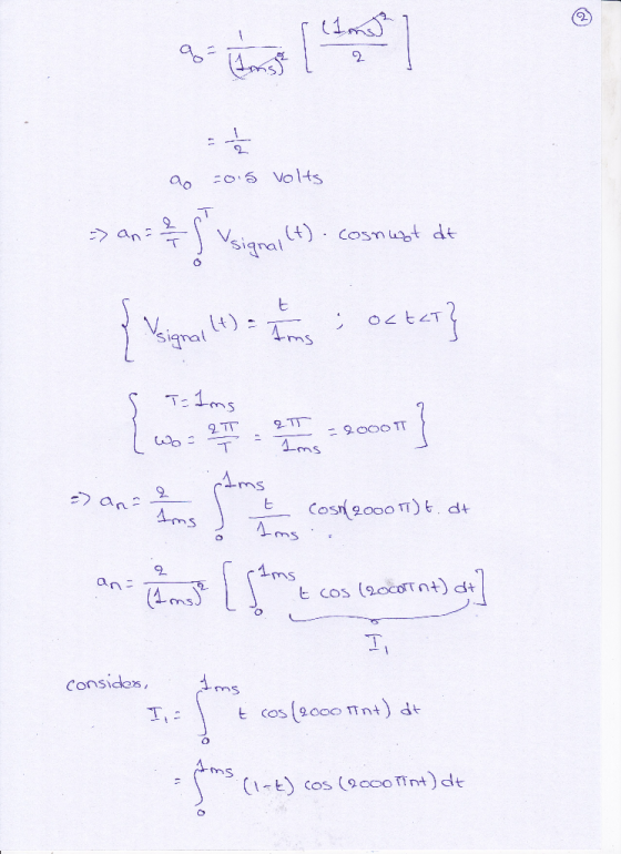 2 2. a :0.6 Volts Siqral ヒ signal 2 ms E Cos ( dt ms ConSides