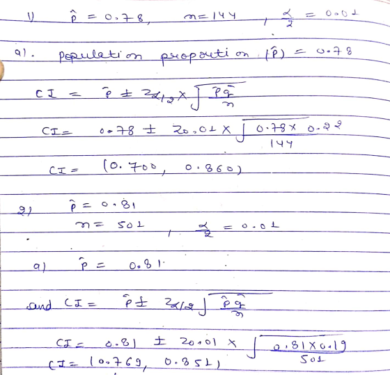 ८ 1) %D M: ।५५ = 0.78, 0001 ( १) . Population 8t.० peoporeti lê CI १ + 24 J P CT - 0.78 + 20.0t X 6.18x.२२ 4 44 CI = (0. 700,