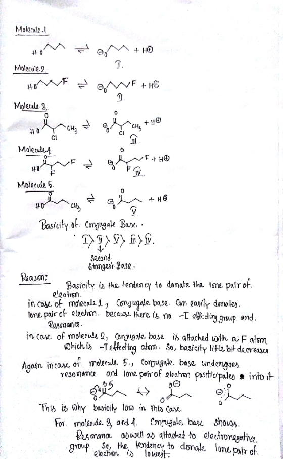 Molocale HOMFEM + H® Moleculo.2. 1... HOW = F + H@ Molecule. 3. AHO Molecule 5. Hola ghie to Basicity. of. Conjugale. Base, 1
