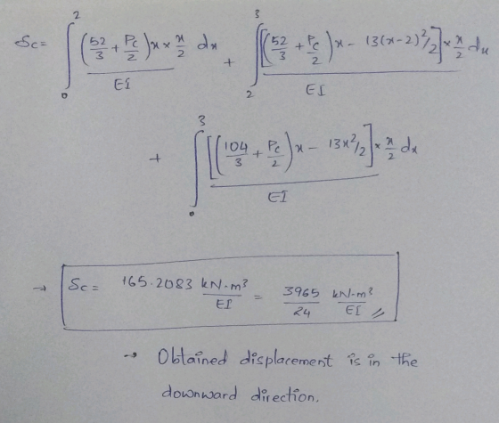 AN - 109. j. - 130 WI 49 Ei ES TOU - 3 EI Sc= 165. 2083 kN.m3 3965 kN-m3 ЕГ 24 Er & is in the Obtained downward displacement