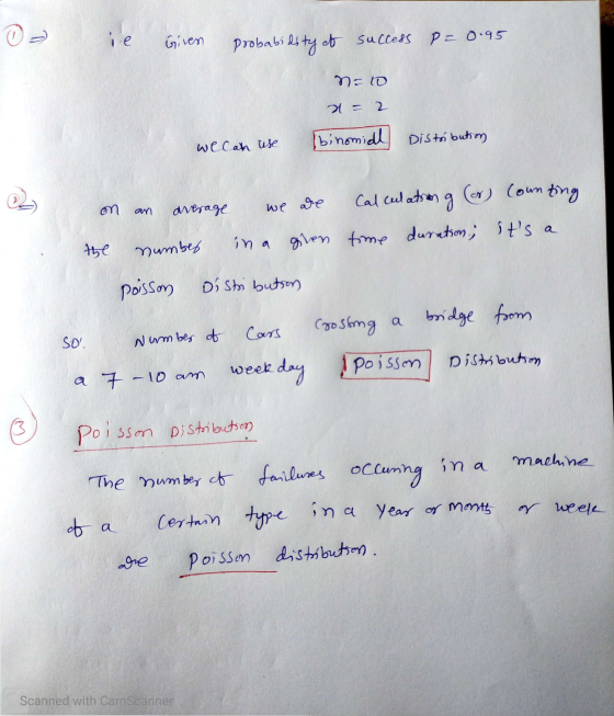 ie Given Probability of success P=0.95 na to x= 2 wecan use Ibinomial Disto bution on an average we are Calculation g (er) Co