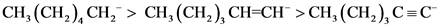CH, (CH,), CH, > CH, (CH,), CH=CH- >CH,(CH,), C=CH