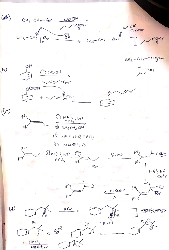 CH3-CH2-Br Naoh мян acidic Proton Chercher & eriga utz-0-6 T онд - Сн, -огнозу I NaOH maar y rey M o vies 6 NBS anh @ CH3 CH2