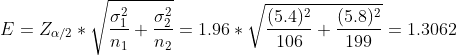 a) (5.8)2 199-= 1.3062 / (3.4)2 1.96 * + = n2