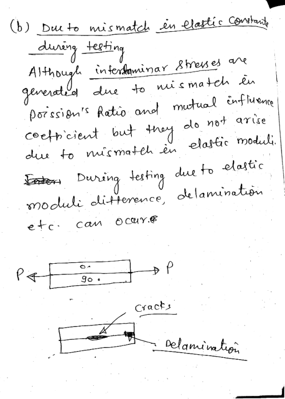 (b) Due to mismatch in elastic constante during testing Although infertaminar stresses are generated due to mismatch in ! poi