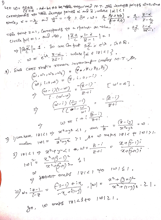 - Cztd 27-1 Let w=azeb ad-be to be the required M.T. The inverose points w=0, was corresponds to the invesse points x and as