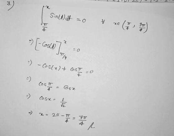 WT22 - 2 2 !! Sin(3) dx =O P ze ( 9 ) » [ Cosy) -0 -) - COS(2) + COST-0 -) COST @sz cosx = 1 / -> *= 25 - x= 25 = TT