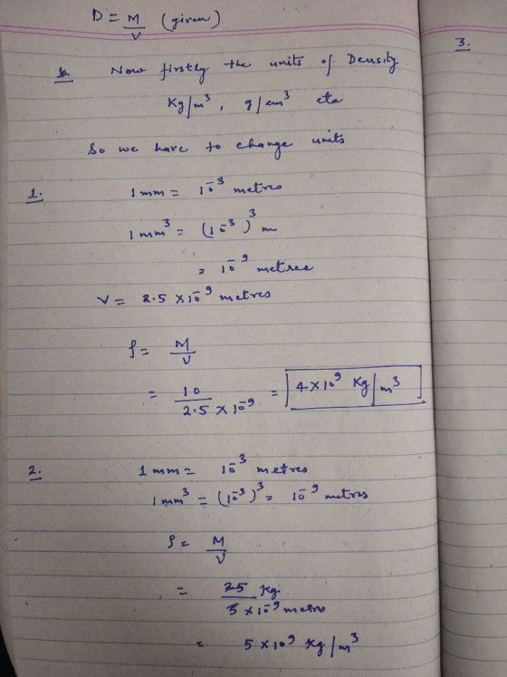 DEM (given) 1. 3. Now firstly the units of Density - Kgfm, glam? eto So we have to change units suma 173 metres mu? (1633 ovó
