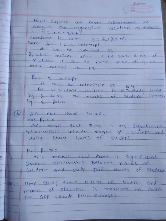 classmate Date Page how suppose obtain the we from regressis experiment we equation as follows compare it with y- Botß.xtC. H