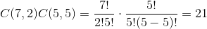 7! 5! = 21