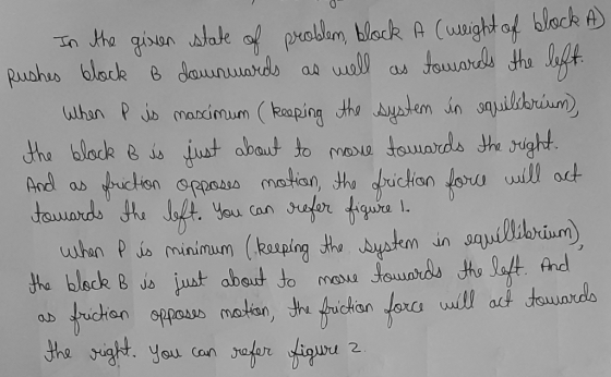 In the gisten state of problem, block A (weight of block A) Rushes black B downwards as well as towards the left. When p is m