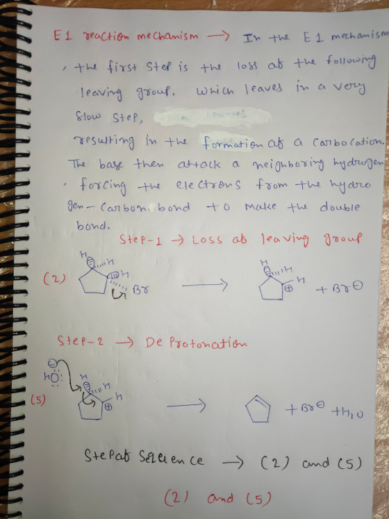 El reaction mechanism - In the E1 mechanism , the first step is the loss at the following leaving group, which leaves in a ve