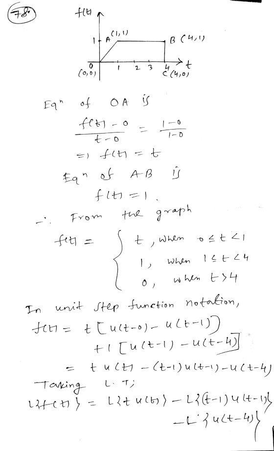 filla (11) B (Hill tat 1 2 3 4 C (4,0) Eq of OA is fits-o = tro 1700 El fits at Eqn of AB Å O fits al. - From the graph - fe