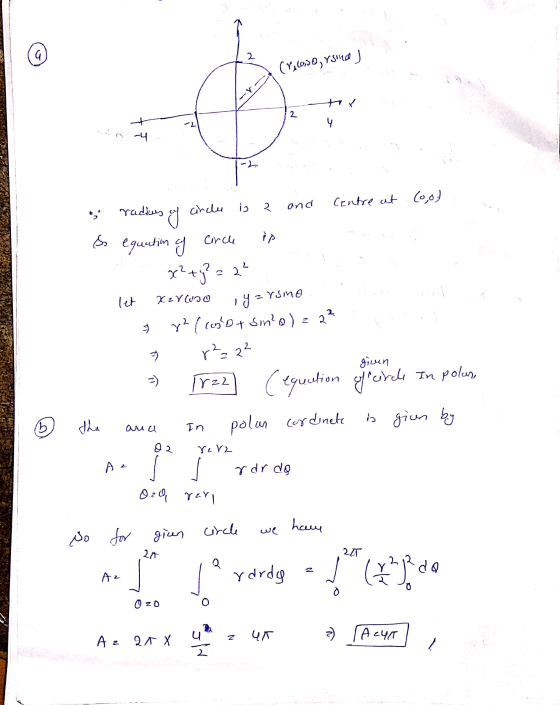 G 2 (Veloso, ys1200 2 4 - Centre at Coo) circle ond io 2 radius of So equation of Circh LI MzYcuso x² + y² = 2² iy= zrsno r2(