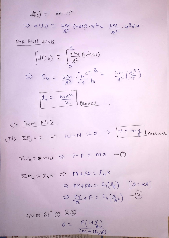 dela) = dm.222 -> d (IM) = 2m. (udre) . 2² = 2m 203 dre: 82 &2 For full disk r (d(In) = zly (2²dx) 82 & -> In = 2 m 쭩 LI 2m (