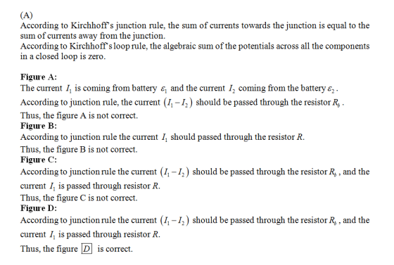 According to Kirchhoffs junction rule, the sum of currents towards the junction is equal to the sum of currents away from th