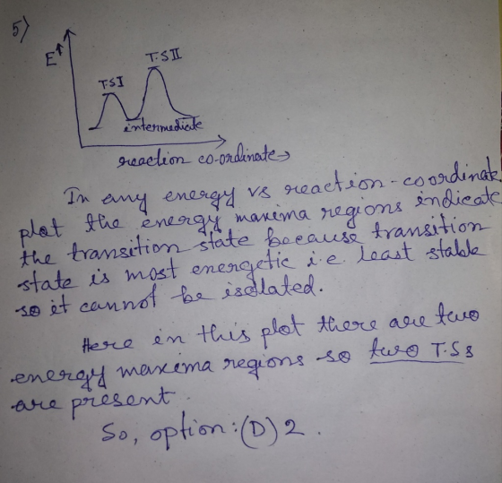 T.SI TSI I intermediate reaction co-ordinates In any energy vs reaction - coordinak plot the energy marema regions indicate t