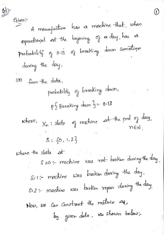 A mauulactave has a machine -that h opratiornal at the bening has a. Pobabi1ธุ์ 2 0-13 breaking dan Sometime duving the (a) f