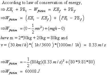 According to law of conservation of energy. ictiom here m-230kg 20kg 80kg and v= (30 km/h)*( 1h1 3600 )(1000rs/ 1a) = 833m/s