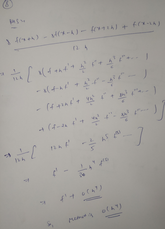 Rust f(x-2h) fontzh) + & frath) -8f(roh) - 12 h ten l xl of tht+ 5 f + g3Ftr 1 -8( f ht the f - 3 - ) - (f tantt und