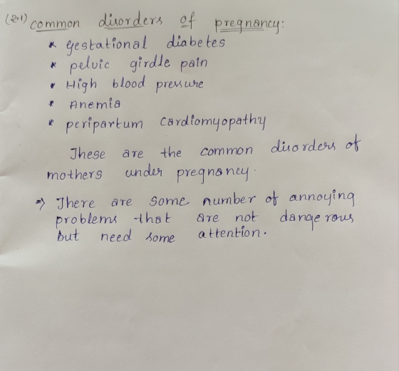 (201) common disorders of pregnancy: & gestational diabetes & pelvic girdle pain • High blood pressure & Anemia & peripartum