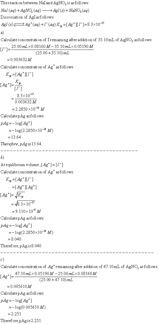 Thereaction between Naland AgNO3 is asfollows Nal (aq) +AgNO (aq)Ag(s) +NaNO3(aq) Dissociation of AgIasfollows Ag (s)Ag (aa)+