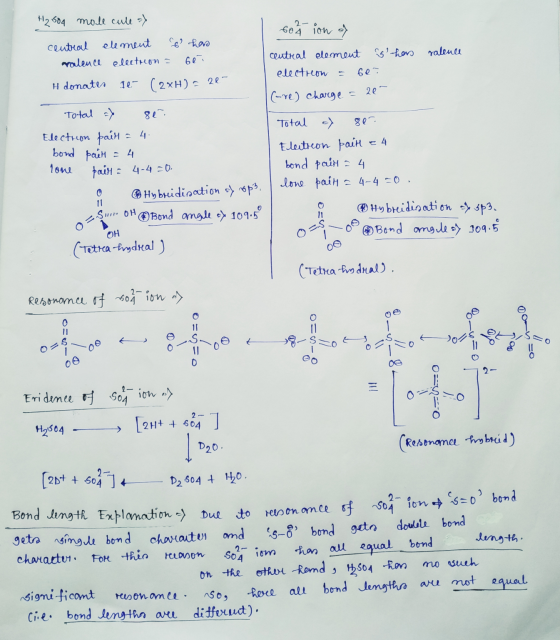 H₂504 mall culeat central element 8 has ralence electron = 60 I donater De ( 2xH) = 21 Total ay ge. Electron palm - 4 bond p