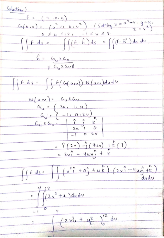 Solution) fe (2109) Guiv) = (ulv, ulv?) / Setting x = 0 - Osu 112, 13VEY fods St. hds = {SEW) do do ĥ = Gu X Gv - 11 Gu X Gul