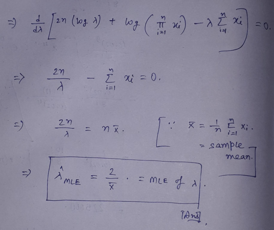 =) [2n (log & 20 (10ga) + wg ( x) - Î x = 0. t lg N3 -0. ve - 2 - - . 2 n ☺ 2 : * * - sample - mean. ve IME = 2 2 = mce of a