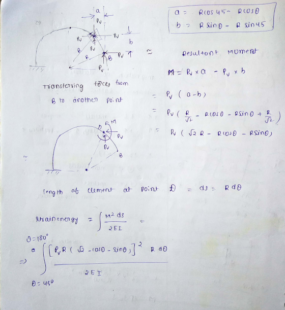 2 ROOS 45- RUOSO ba Rsino & sin 45 70 Resultant Moment M = Puxa - Puxb Transferving forces foom B to another point - Pv Ca-b)