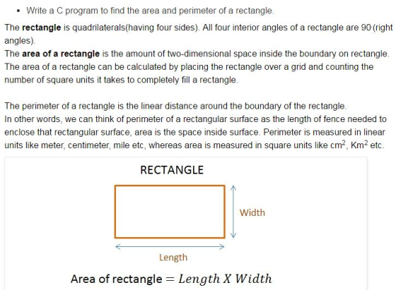 Write a C program to find the area and perimeter of a rectangle. The rectangle is quadrilaterals(having four sides). All four