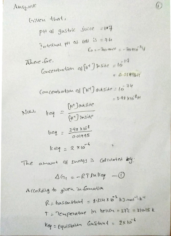 Ansyue Given that, PH ol gastric juice 7 inteRnal pH ot (eu is Eo s-o orio Aheve e, 14 Concentration al ftnsidelo e 001995H C