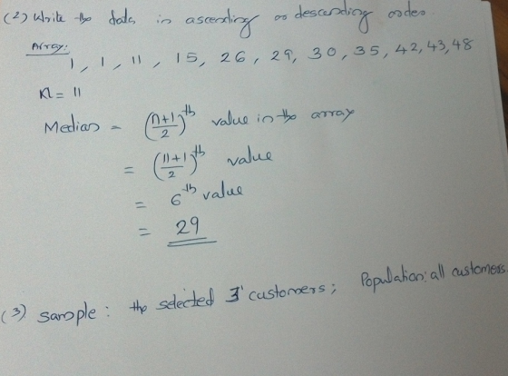 (22 it o dale asordig 15, 26, 2, 30,35, 42,43,48 11 KL- Mediar (+ value into array (AIvahue valus 2 29 Poplahan all astoies ;