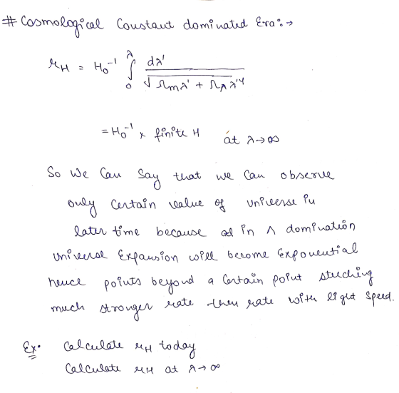 # Cosmological Coustaut domi nated Era:> da Ho-l = Ho! * finitu H át a>0 So We Cau Say obserue we Cau that Unieerse Pu ouly